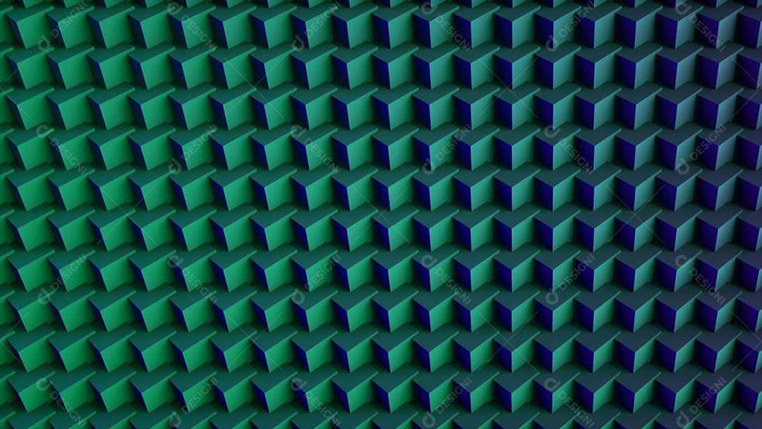 Abstrato digital louco de cubos 3d. Verde e azul. renderização 3D.