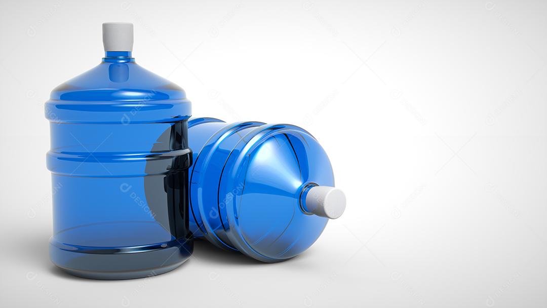 Água potável de garrafa grande de plástico isolada em um fundo branco.