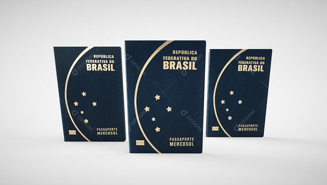 Passaporte brasileiro em fundo branco. Documento Importante