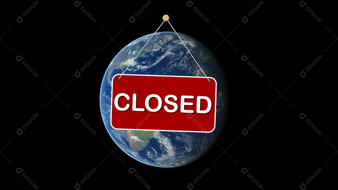 Planeta Terra Fechado. Conceito de coronavírus covid-19, vírus pandêmico