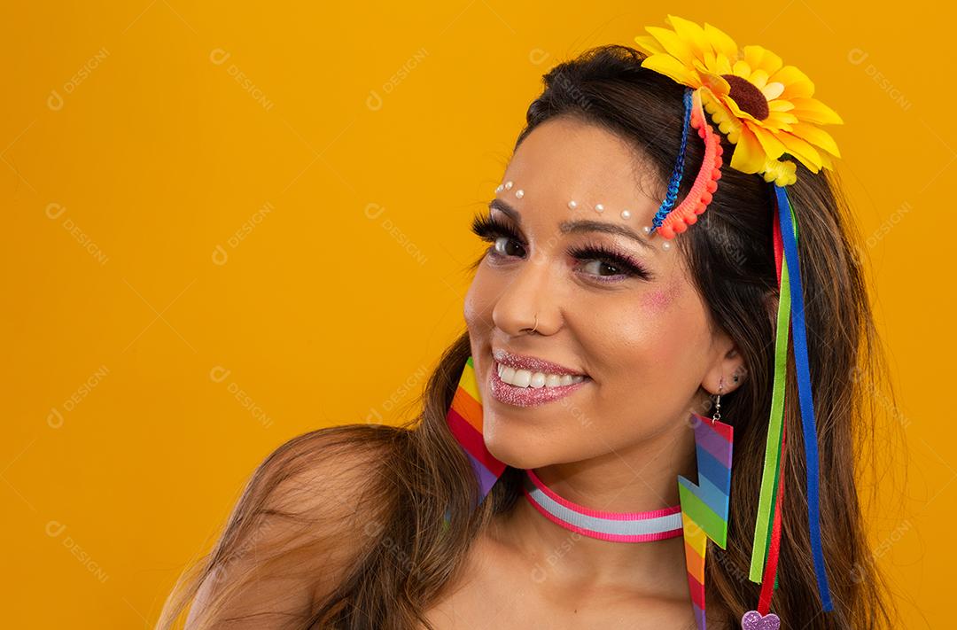 Carnaval Maquiagem para celebrar o Carnaval do Brasil. Tendência de maquiagem