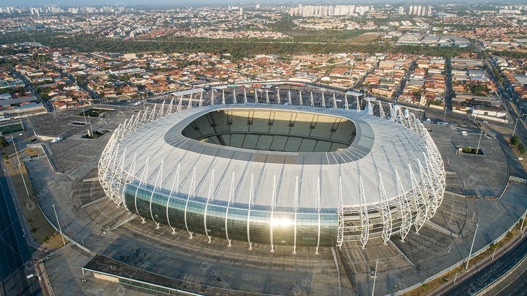 Vista aérea da cidade de Fortaleza, Ceará, Brasil América do Sul Sobrevoando o Estádio Plácido Castelo, Arena Castelão.