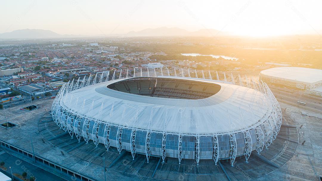Vista aérea da cidade de Fortaleza, Ceará, Brasil América do Sul Sobrevoando o Estádio Plácido Castelo, Arena Castelão.