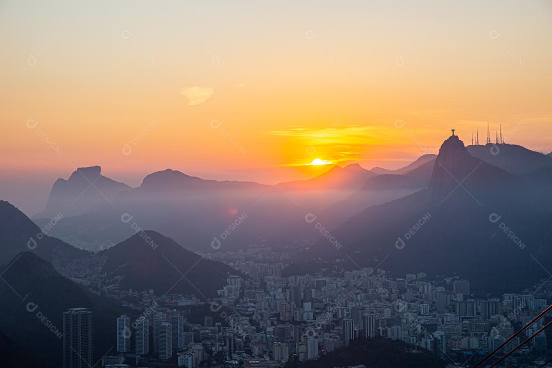 Vista do Pão de Açúcar, Corcovado e Baía de Guanabara, Rio de Janeiro, Brasil
