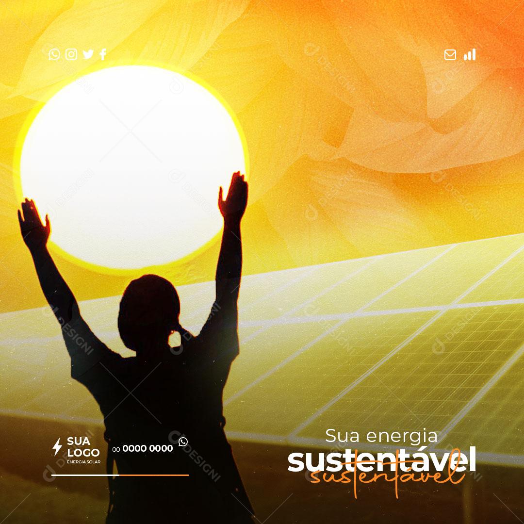 Energia Solar Energia Sustentável Renovável Social Media PSD Editável