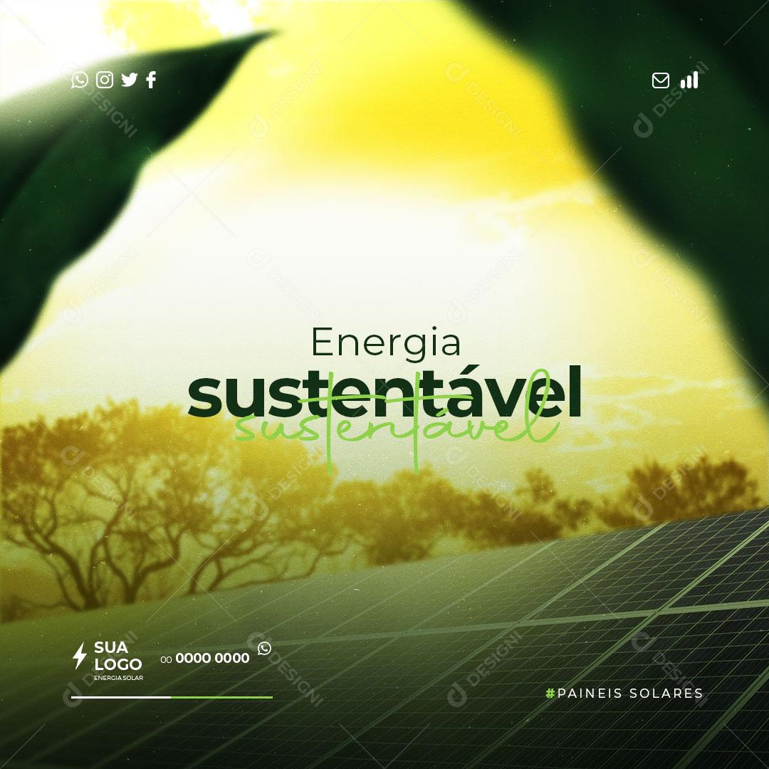 Social Media Energia Solar Energia Sustetável PSD Editável