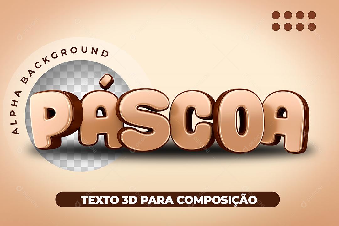 Páscoa Rosa Texto 3D Para Composição PSD