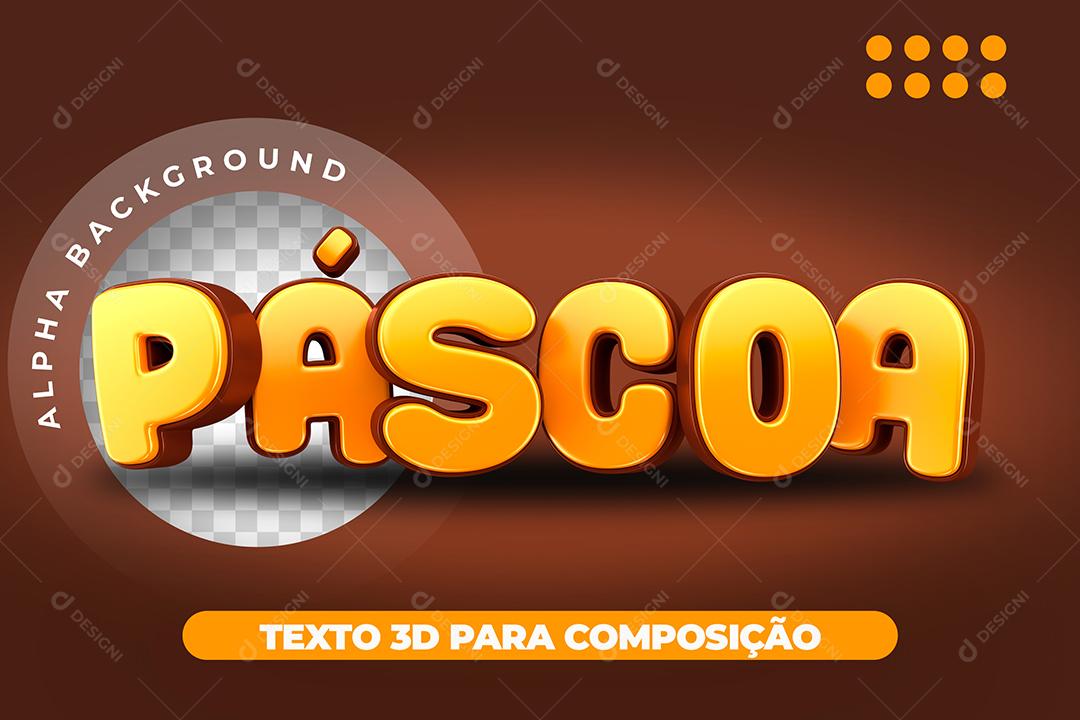 Páscoa Dourada Texto 3D Para Composição PSD