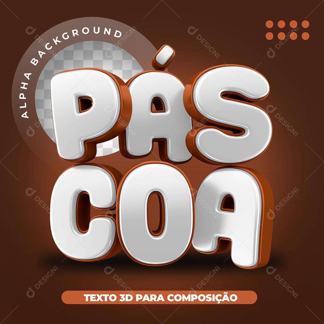 Texto 3D Páscoa Branco Para Composição PSD