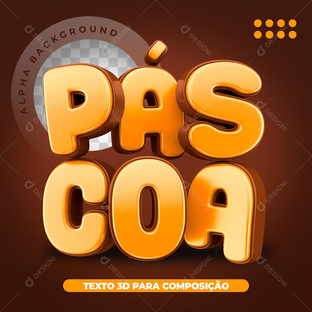 Texto 3D Páscoa Dourado Para Composição PSD