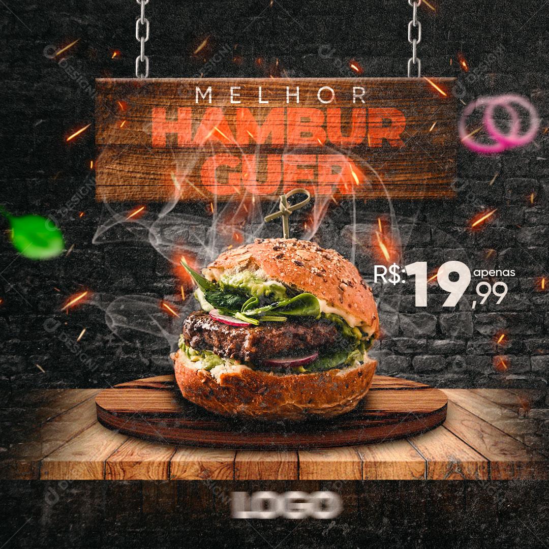 Hambúrgueria Melhor Hambúrguer Social Media  PSD Editável