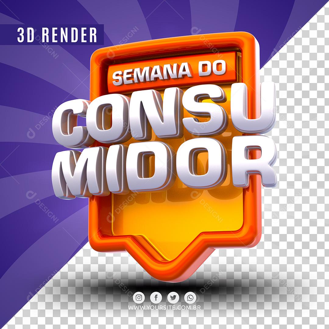 Selo 3D Semana Do Consumidor Laranjado E Amarelo Para Composição PSD