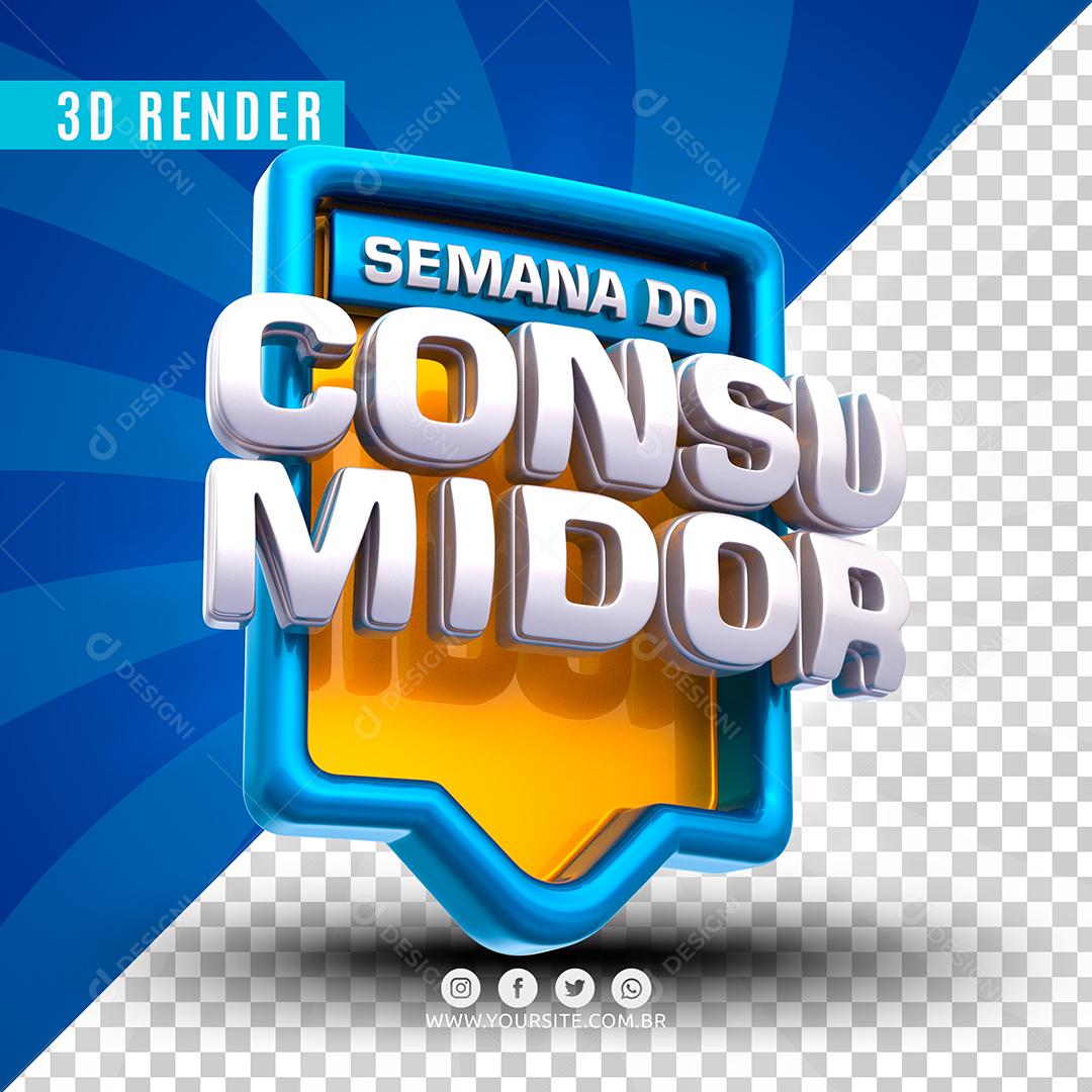 3D Blue Consumer Week Stamp For Composition PSD