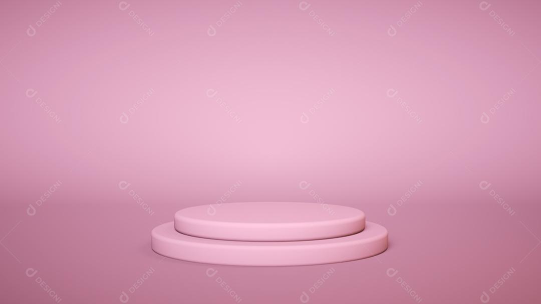 Pódio rosa sobre fundo rosa. Expositor de produtos. Insira seu produto. renderização 3D.