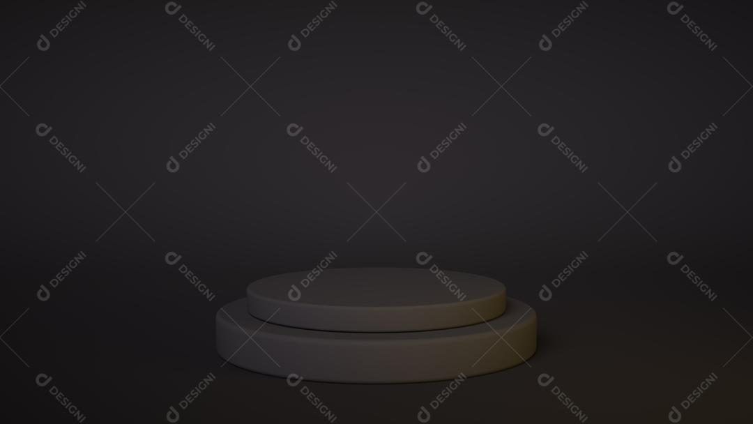 Black podium on dark background. Product display. Enter your product. 3D rendering.
