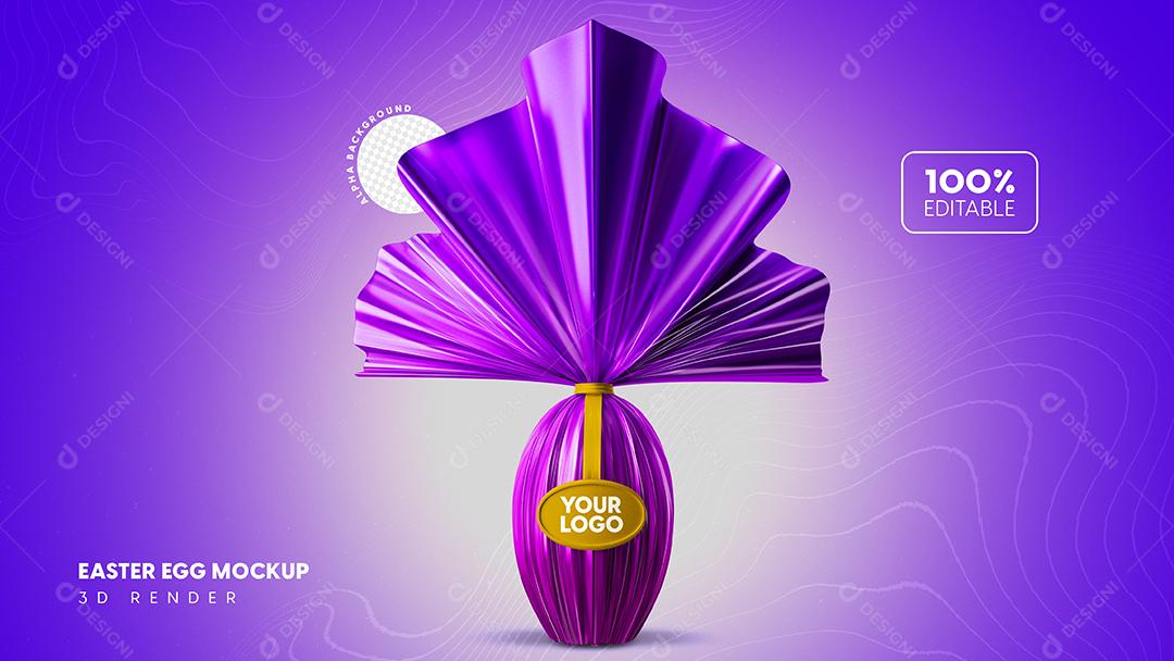 Mockup De Ovo De Páscoa Roxo Com Textura Editável Para Composição PSD