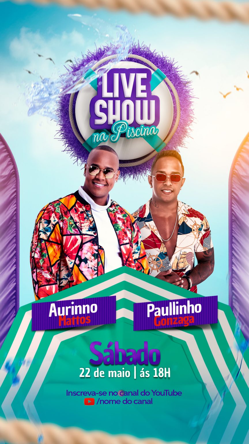 Flyer Live Show na Praia Paulinho Sábado Social Media PSD Editável