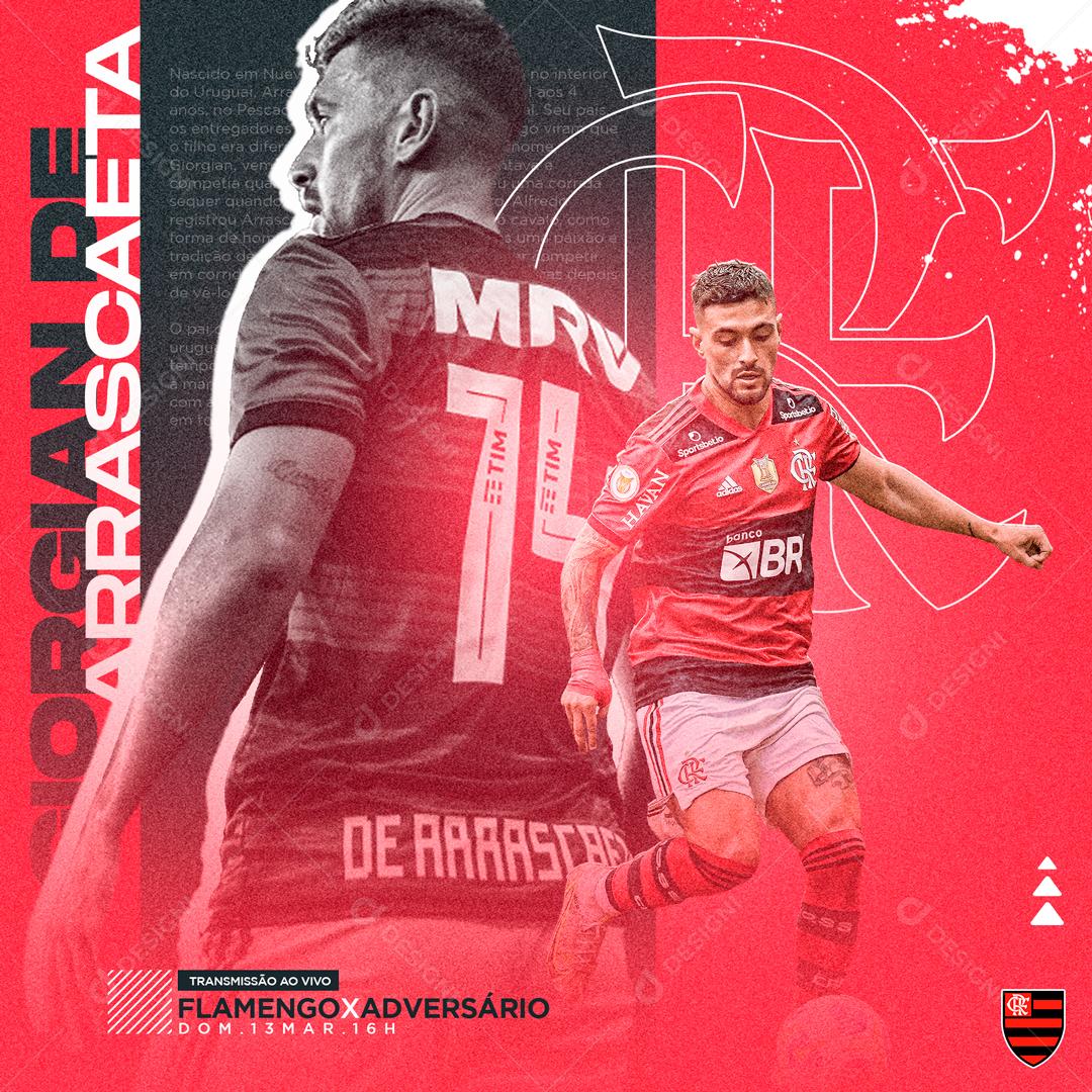 Flyer Jogador De Futebol Time Flamenco Arrasaste Social Media PSD Editável