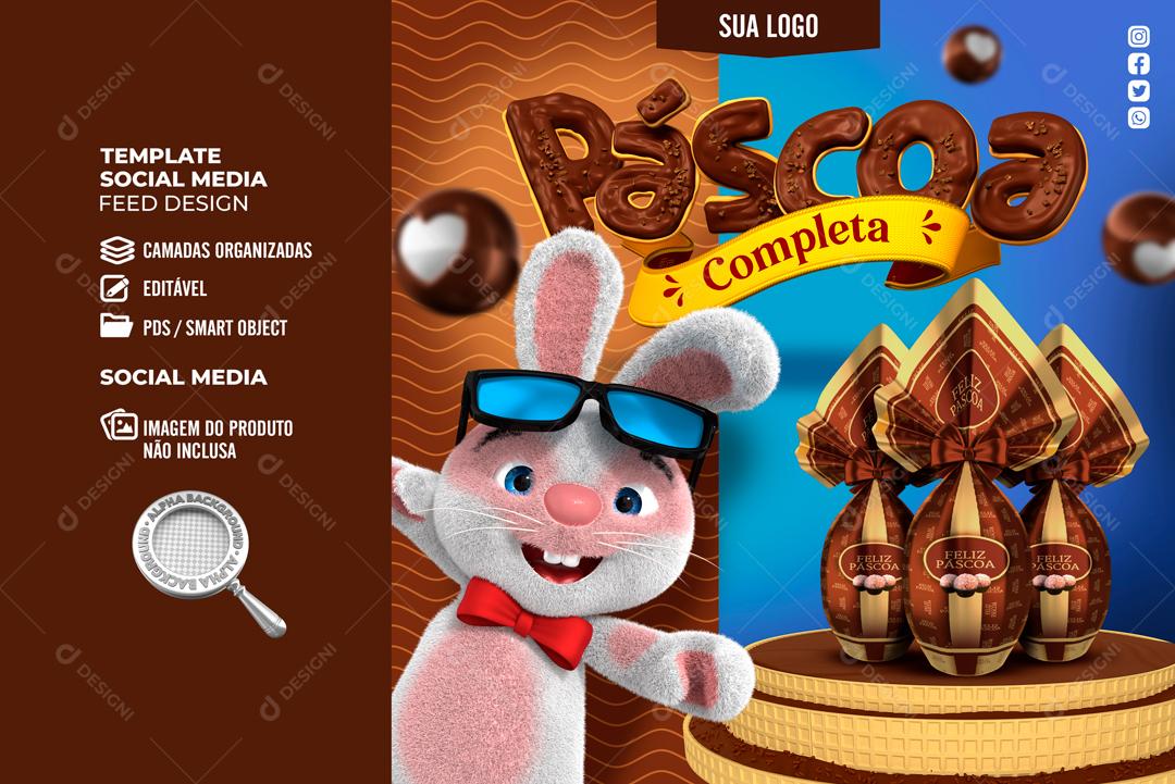 Selo 3D Para Composição Páscoa Completa Social Media PSD Editável