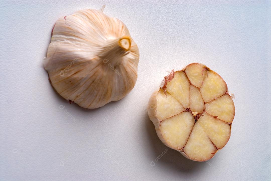 Garlic seasoning food on white background