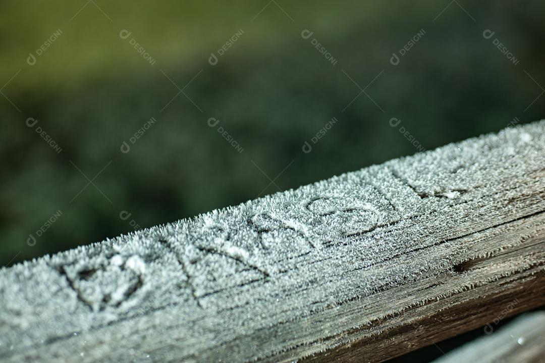 Paisagem madeira escrito brasil sobre fundo desfocado