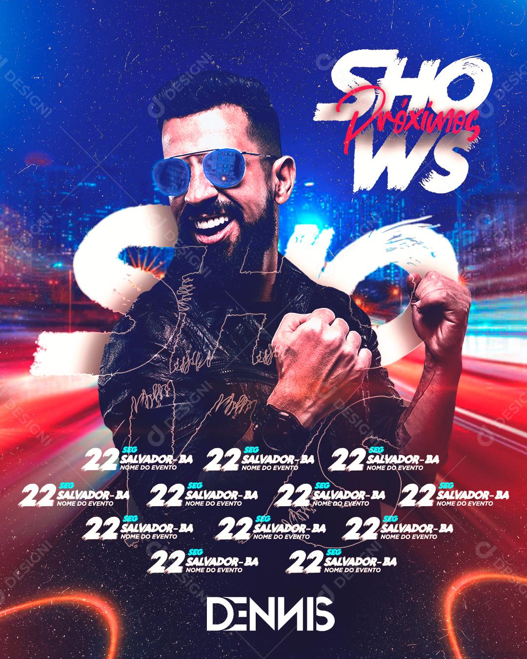 Flyer Agenda Semanal Dennis Social Media PSD Editável