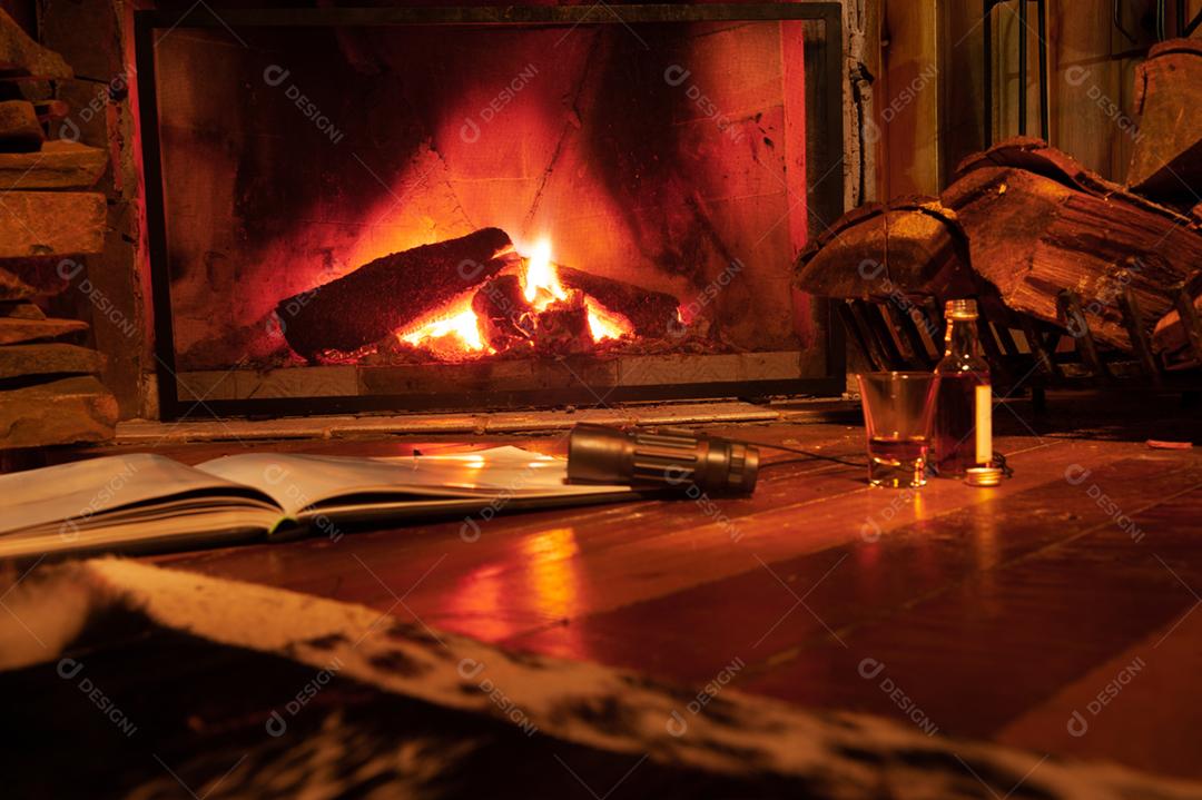 Casa aconchegante com laleira fogos brasa