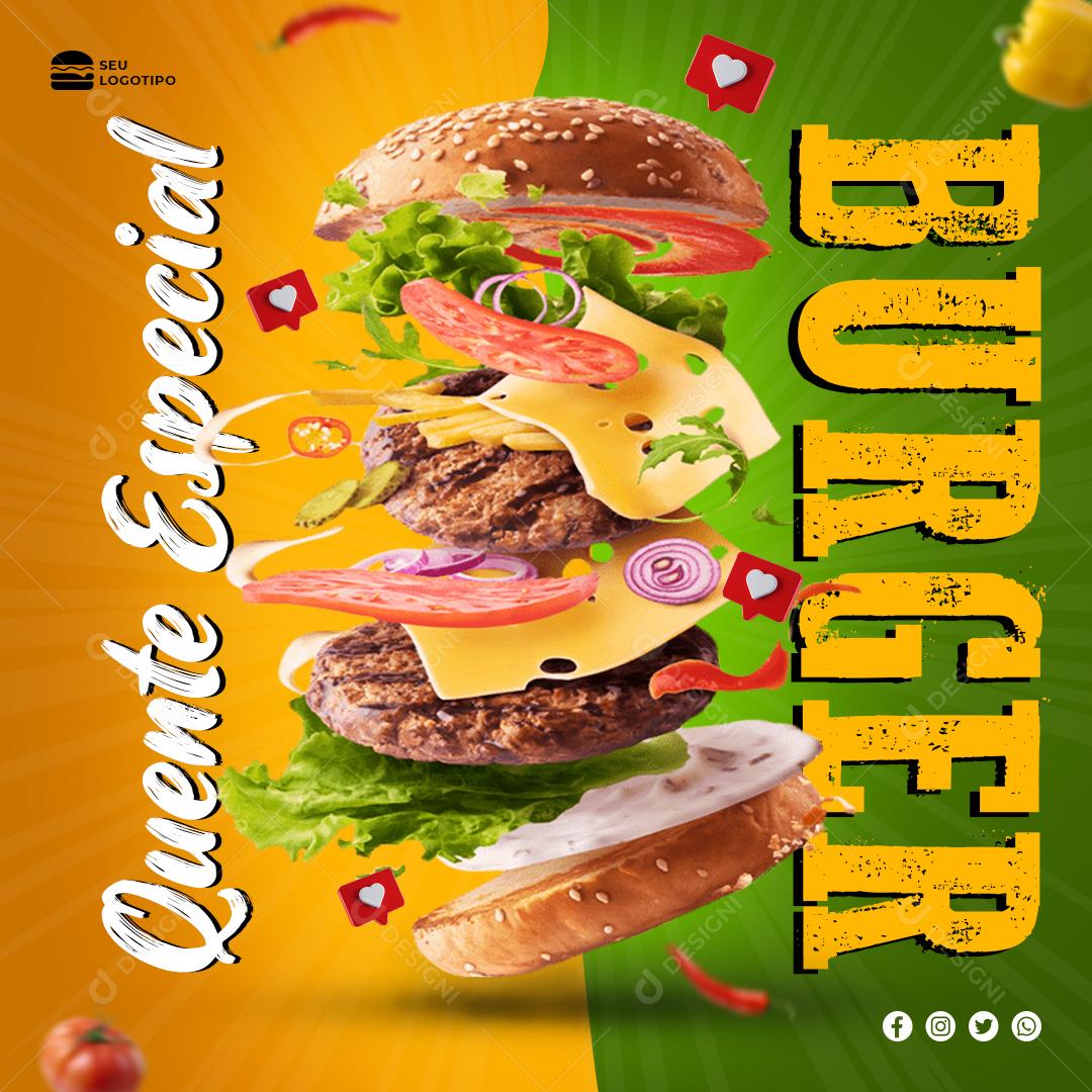 Social Media Quente Especial Burger Hambúrgueria PSD Editável