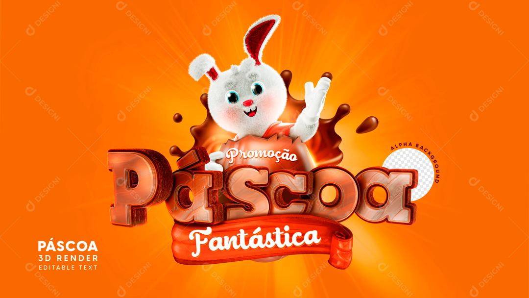 Selo 3D Para Composição Páscoa Fantástica PSD Editável