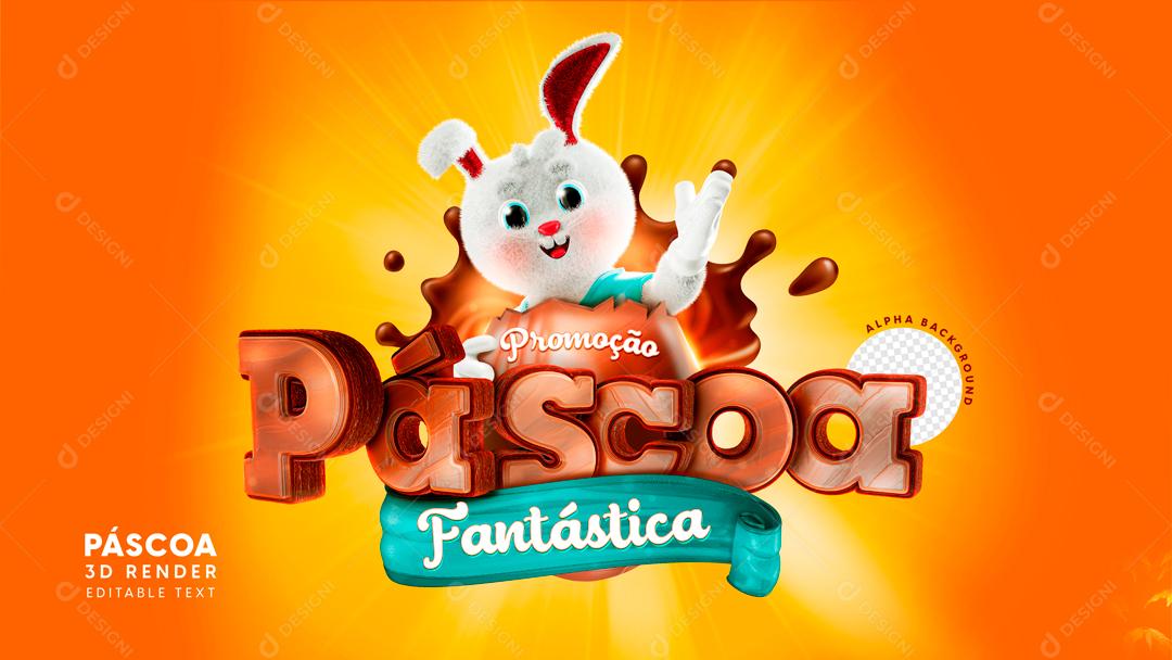 Selo 3D Para Composição Páscoa Fantástica PSD Editável