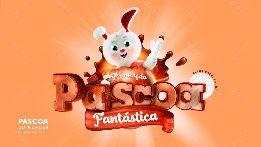Selo 3D Para Composição Páscoa Fantástica PSD Editável