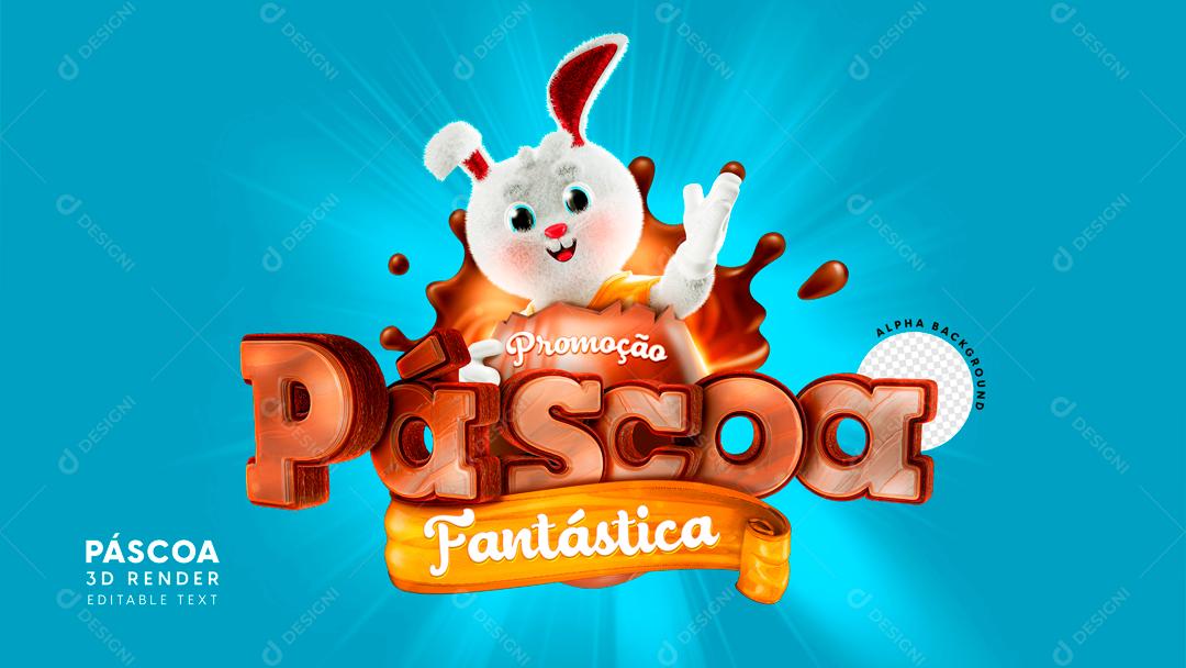 Selo 3D Para Composição Páscoa Fantástica PSD Editável
