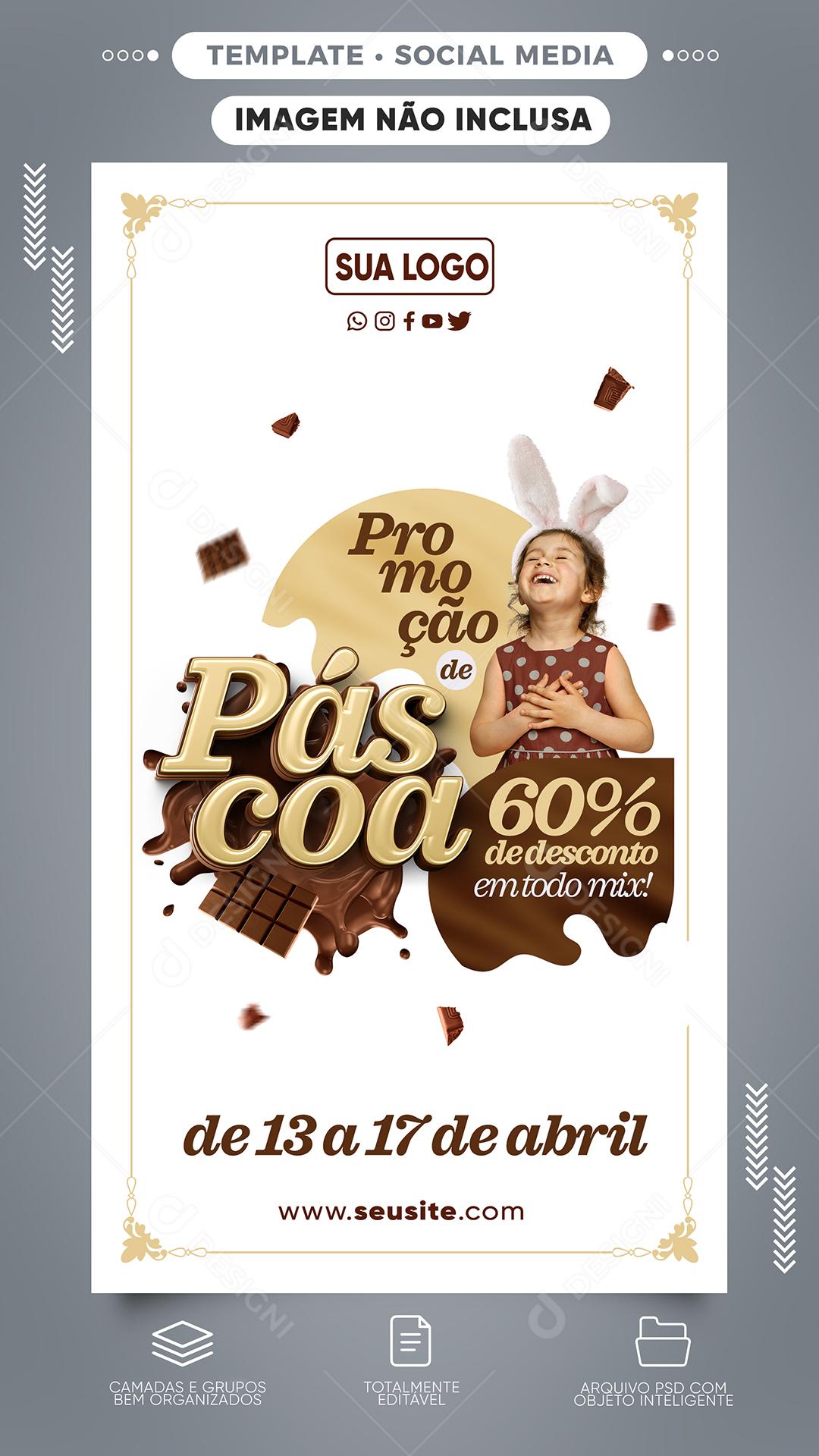 Social Media Promoção De Páscoa De 13 a 17 Lojas PSD Editável