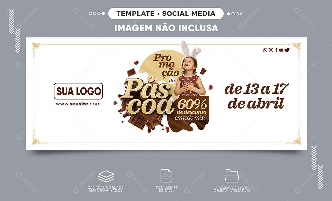 Social Media Banner Promoção De Páscoa De 13 a 17 Lojas PSD Editável