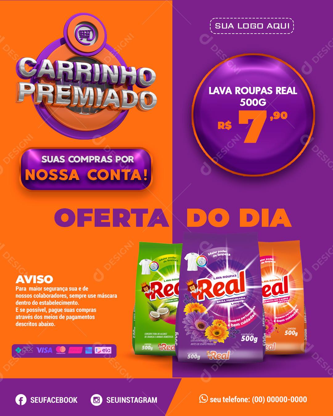 Carrinho Premiado Promoção Ofertas Social Media PSD Editável