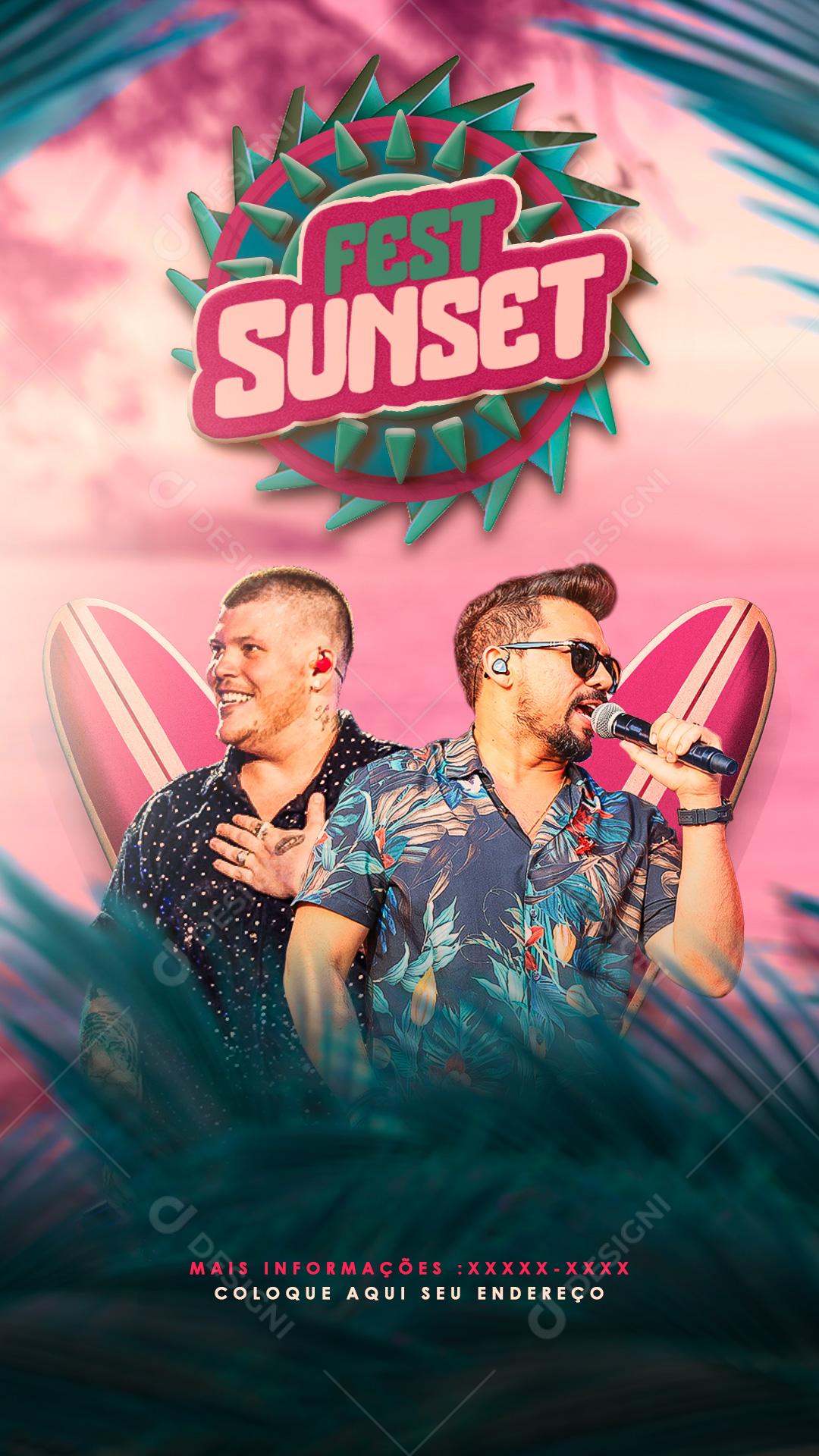 Flyer Agenda Fest Sunset Social Media PSD Editável