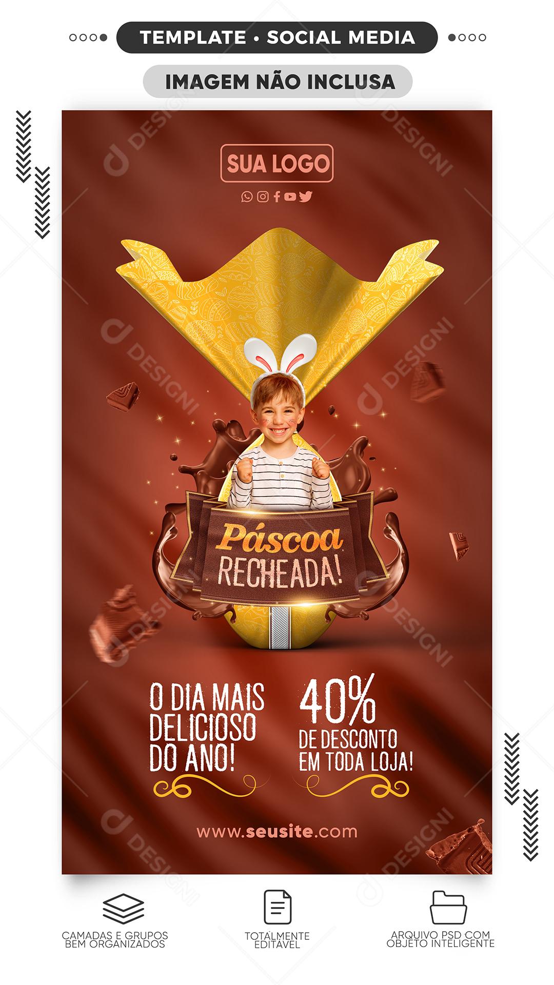 Social Media Páscoa Recheada De Oferta 40% De Desconto Em Toda Loja  PSD Editável