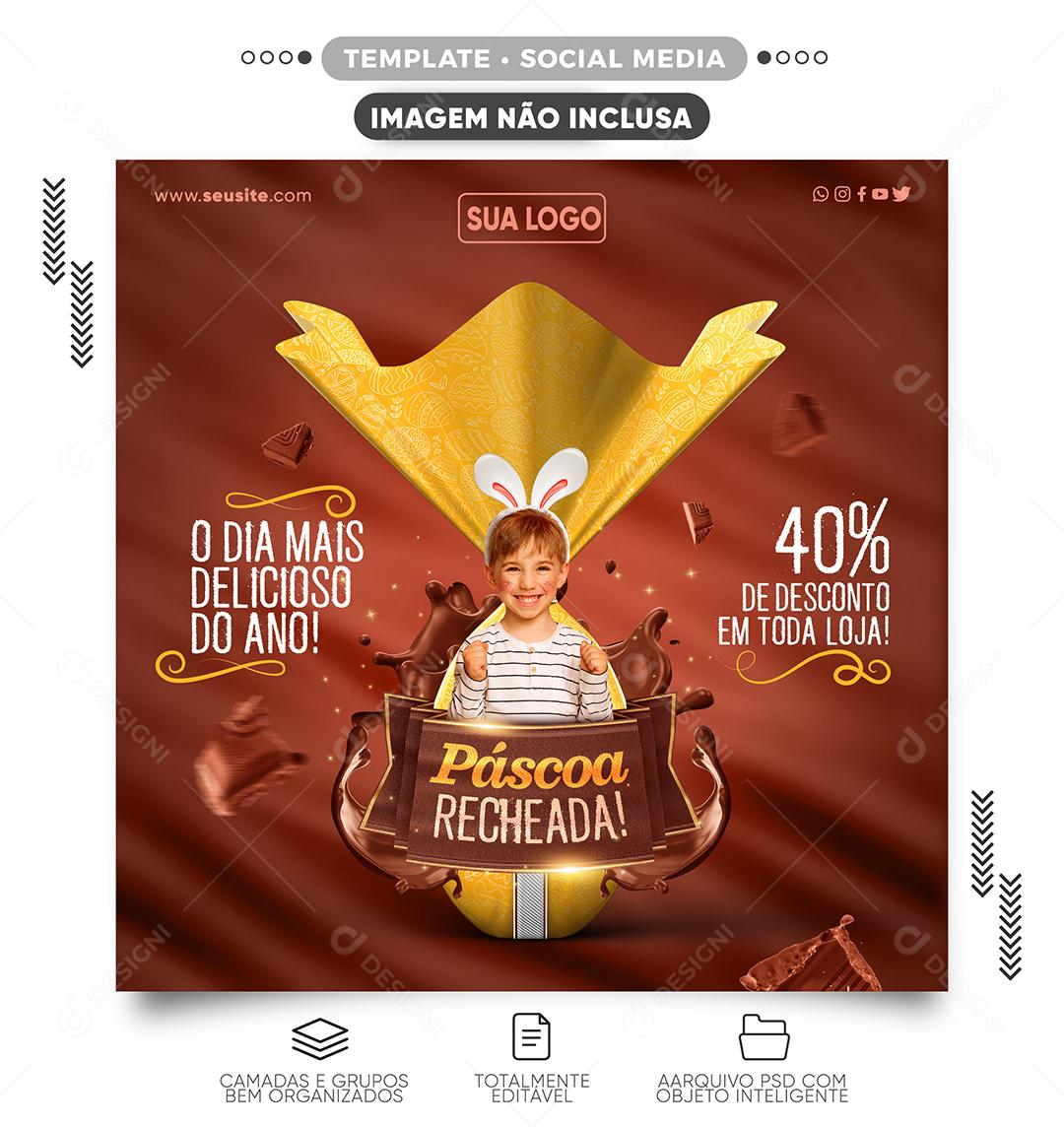 Social Media Páscoa Recheada De Oferta 40% De Desconto Em Toda Loja  PSD Editável