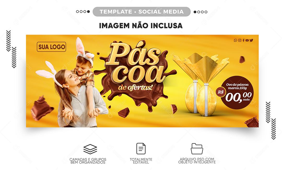 Social Media Banner Páscoa De Ofertas PSD Editável