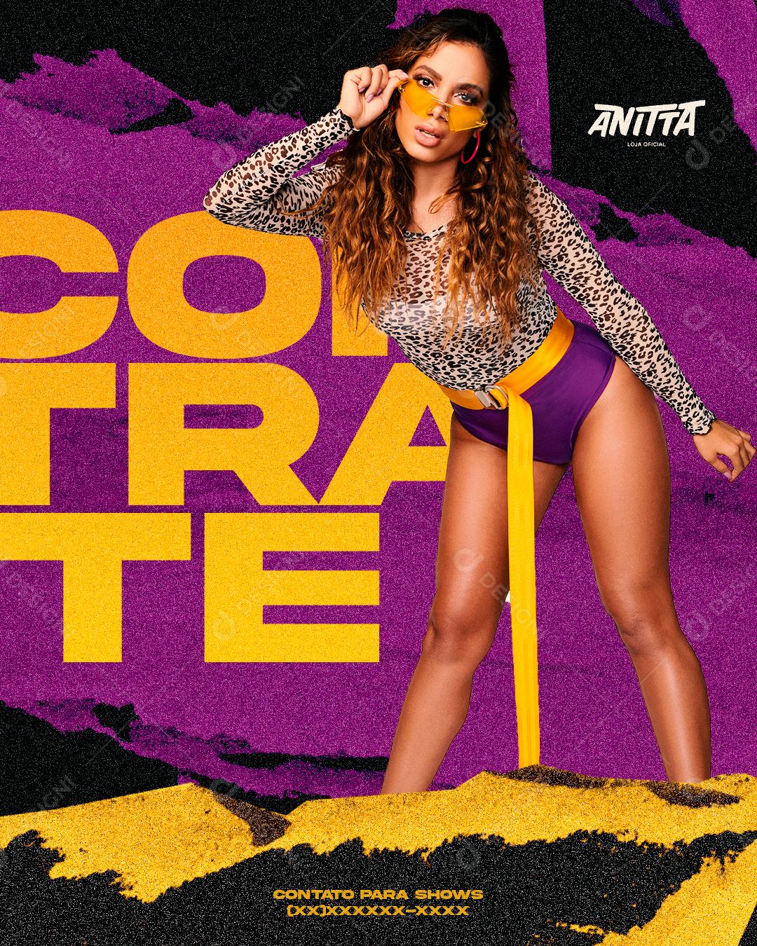Flyer Contrate Anitta Show Social Media PSD Editável