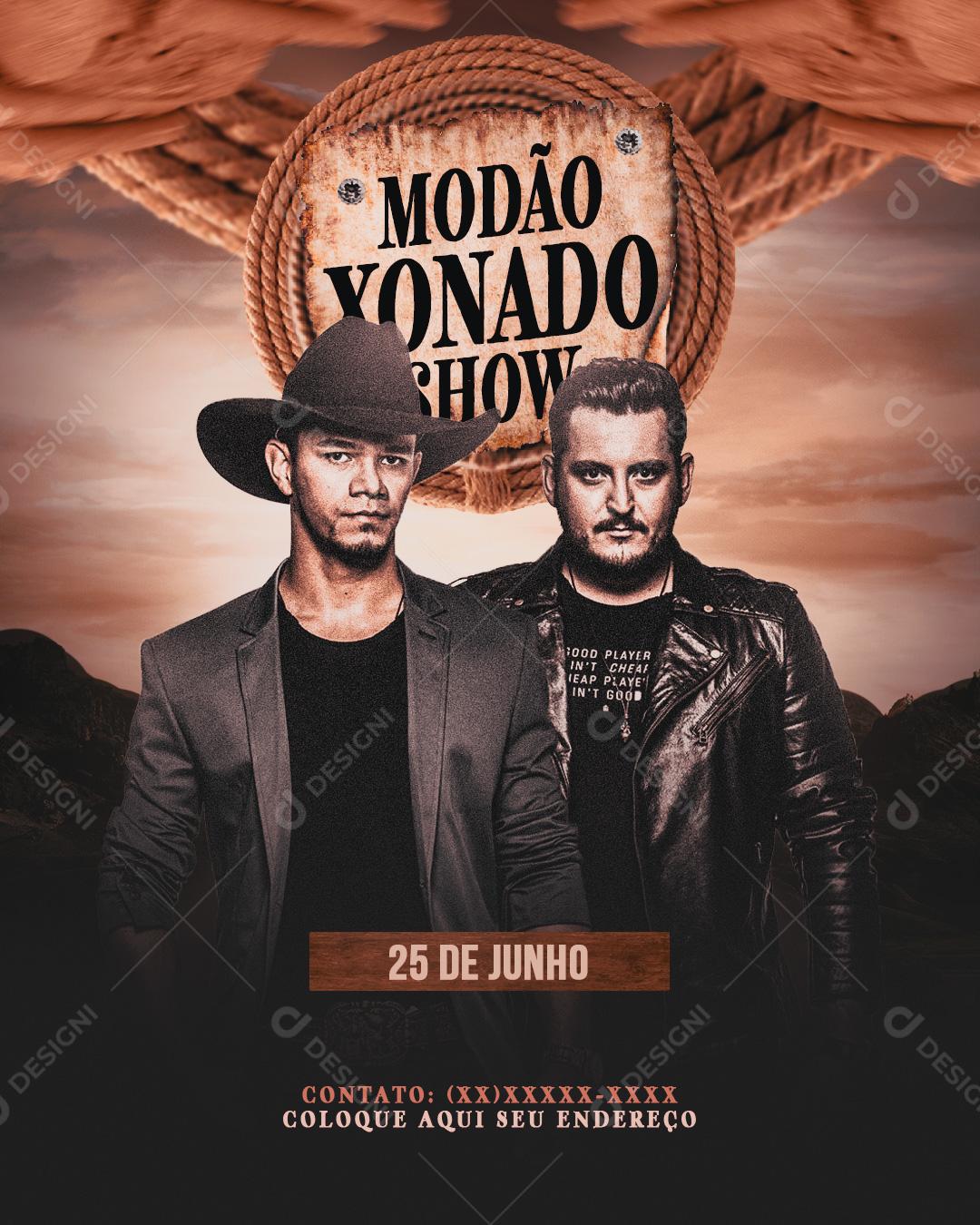 Flyer Show Modão Xonado Show Social Media PSD Editável