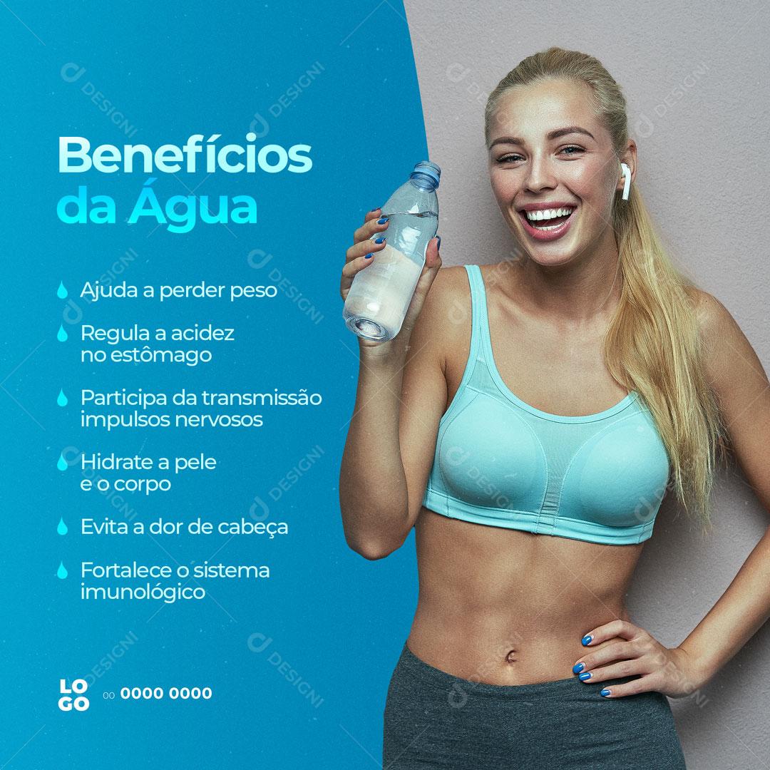 Social Media Dia Mundial da Água 22 de Março Benefícios da Água PSD Editável