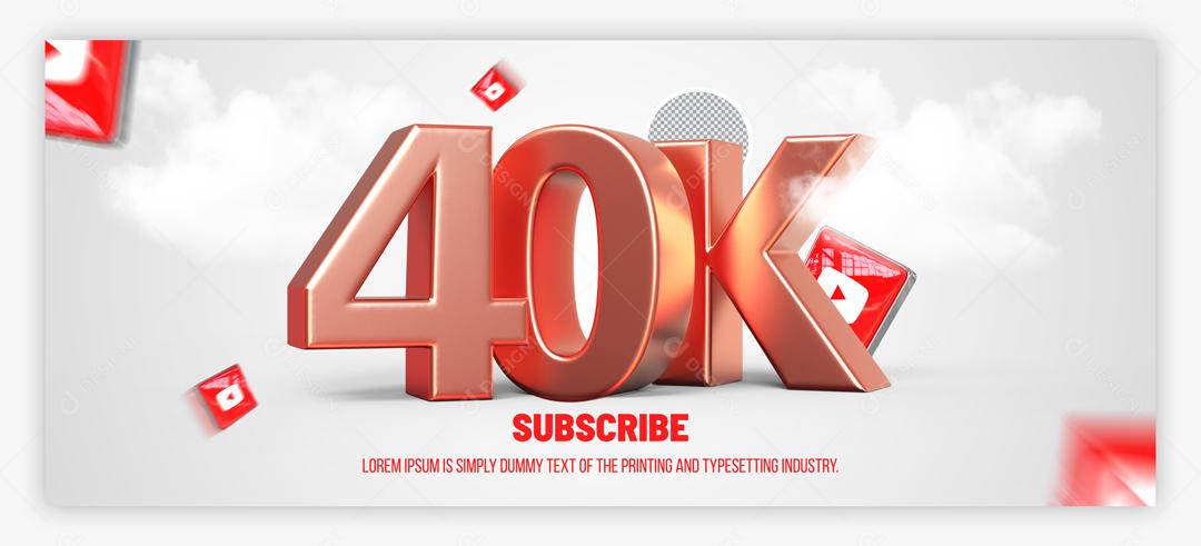 Elemento 3D Para Composição 40K De Seguidores PSD Editável