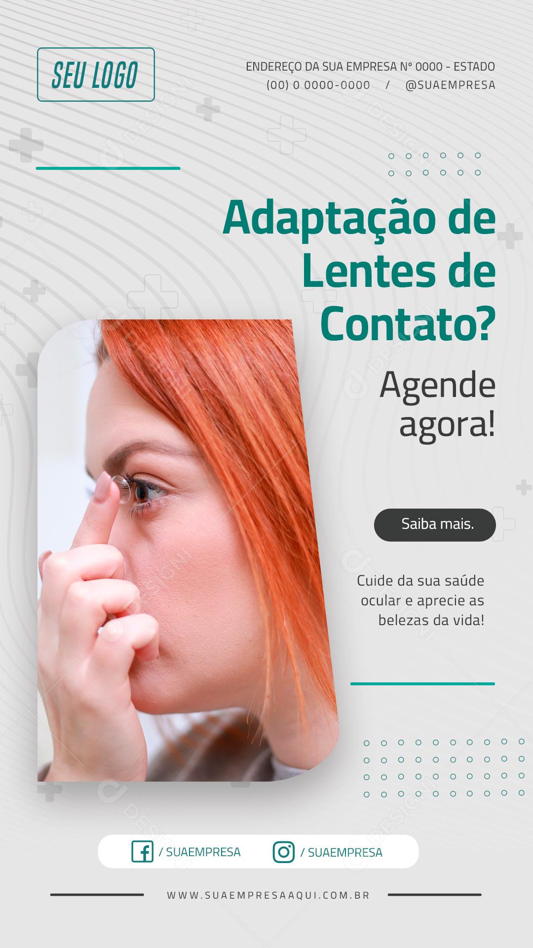 Adaptação de Lentes de Contato agende agora Óticas Social Media PSD Editável