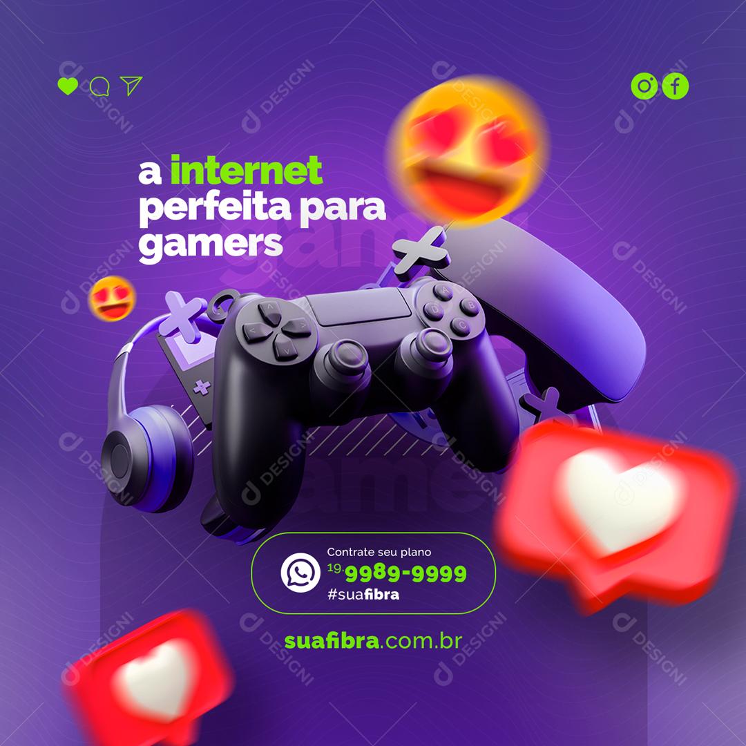 Social Media A internet perfeita para gamers Provedor de Internet PSD Editável