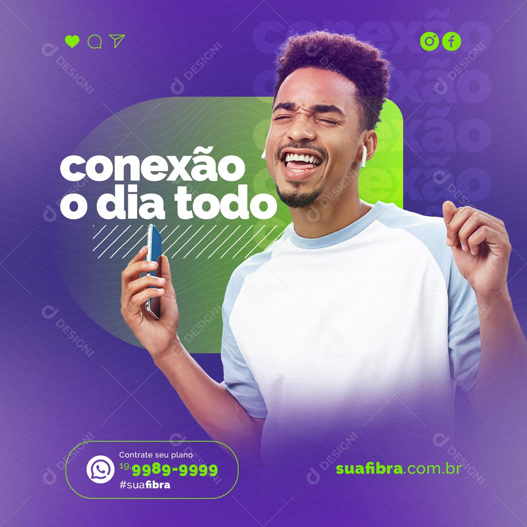 Social Media Conexão o dia todo Provedor de Internet PSD Editável