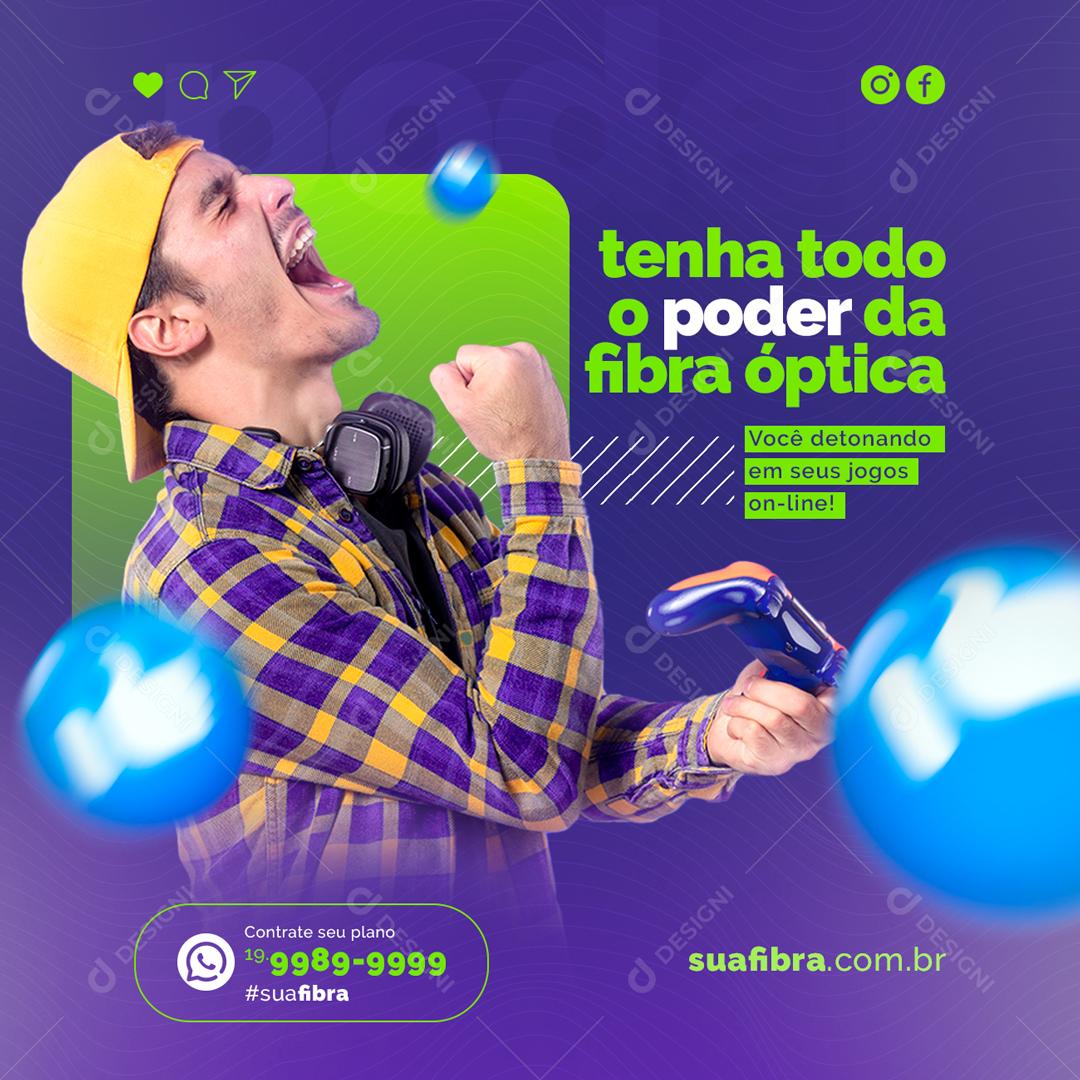 Social Media Tenha todo o poder da fibra óptica Provedor de Internet PSD Editável