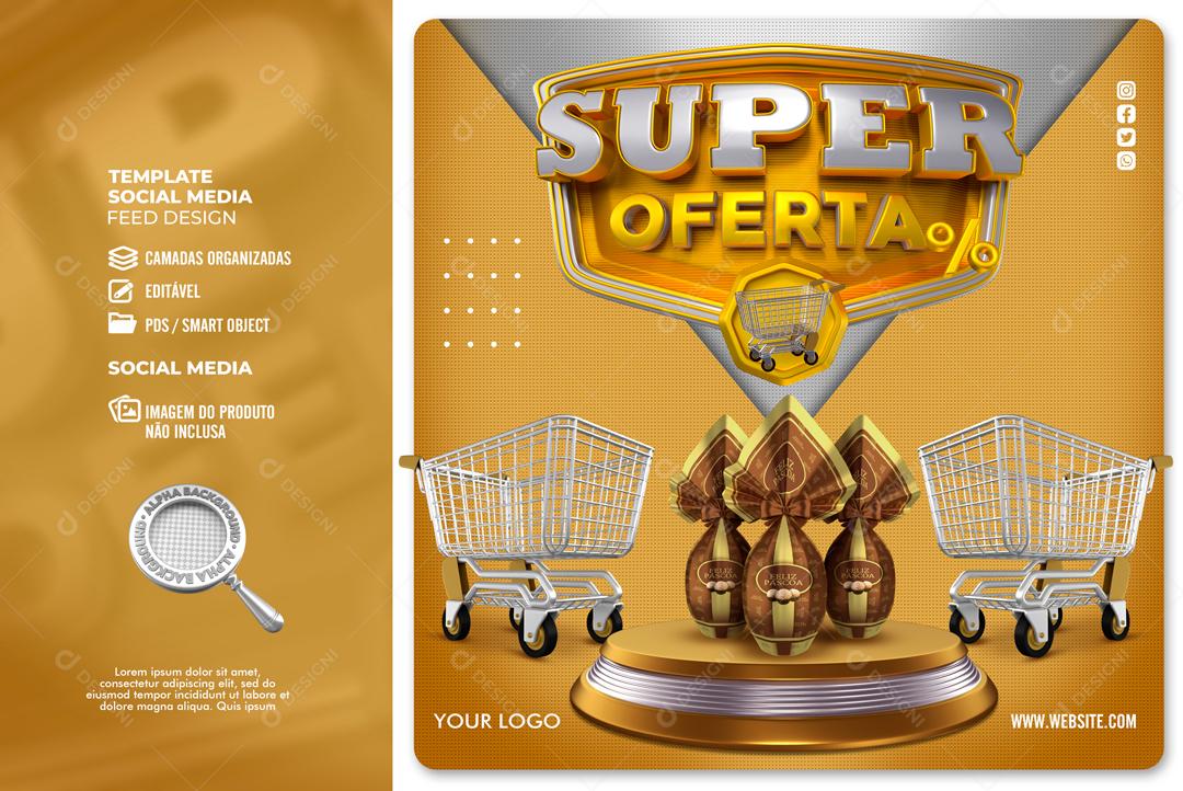 Super Ofertas Páscoa De Promoção Social Media PSD Editável