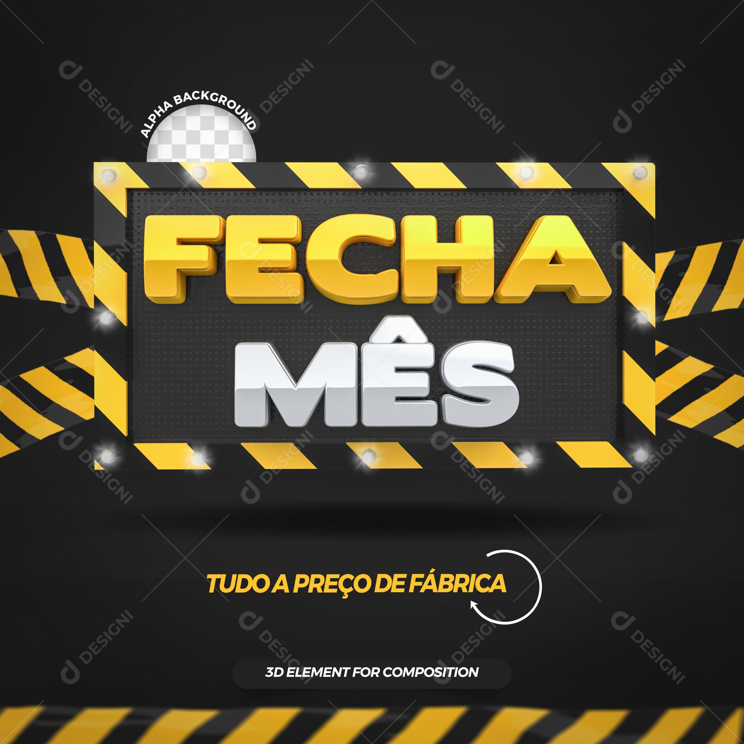 Selo 3D Para Composição Fecha Mês PSD Editável