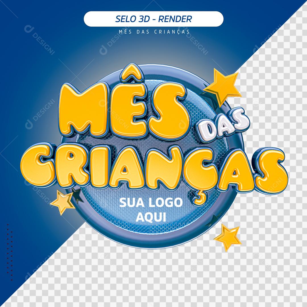 Selo 3D Para Composição Mês Das Crianças Social Media PSD Editável